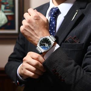 Acrylic Watch Strap for Men Luxury Fashion Business Style Skeleton Automatic Mechanical Watch