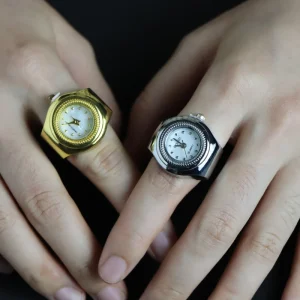 Actual Real Dots Watch Digital Ring Watch Minimalist Watch Ring Dial Steel Gold Plated Round Mini Finger Watch Rings