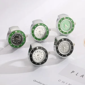 Actual Real Watch Round Digital Ring Watch Minimalist Watch Ring Dial Steel Gold Plated Green Mini Finger Watch Rings