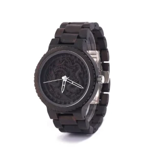 Adjustable Length Wooden Watchband Japanese Movement Norse Dragon Viking Watch