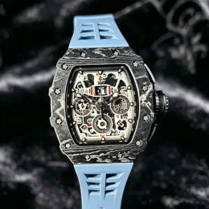 Advanced Trendy Waterproof Carbon Fiber Case Rubber Strap Sports Men’s Watch High End Watch