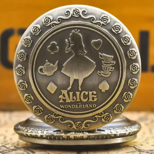 Alice Pocket Watch Stylish Vintage Pendant Steampunk Fob Flip Chain Hollow Retro Watch Christmas Gift Various Styles