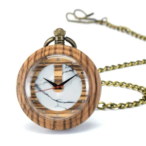 All Natural Wooden Pocket Watch with New Fashionable Design Quartz for Men and Women