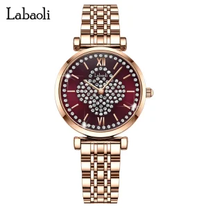 Alloy Quartz Watch with Sapphire Crystal and Diamond-Encrusted Dial, Waterproof