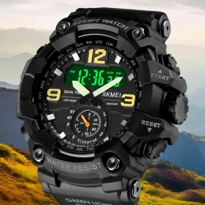 Analog Digital Dual Display Watches Fashion Sport Men Luminous Hands Watch 50m Waterproof Chronograph