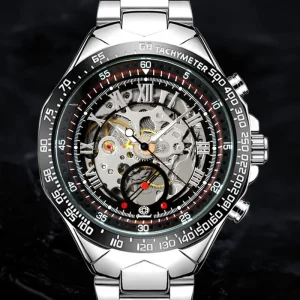 Ancient Camel Fashion Business Men’s Mechanical Automatic Watch Hollow Design Stainless Steel 44mm Dial