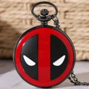 Anti-superhero Merc Mask Design Quartz Pocket Watch with Chain for Cosplay Accessory Necklace Pendant Fans Gifts