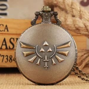 Antique Bronze Alloy Case Zinc Alloy Strap Quartz Dial Pocket Watch Inspired by the Legend of Zelda Games for Men Women Kids