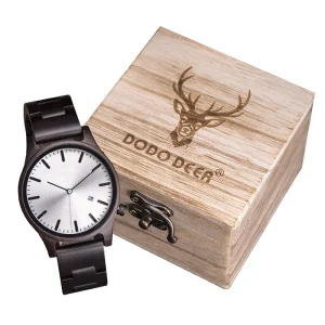 Antique Charm Men’s Luxury Wood Watch OEM MIYOTA Movement 37mm Dial Diameter 20mm Band Pointer Auto Date Buckle