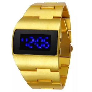Antique Charm Rectangle Digital LED Electronic Watch Iron Man Snake Head Lava Acrylic Band Men’s Watch