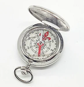 Antique Compass Pocket Watch Compss with Pop up Lid Silver Compass with Lid