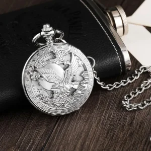 Antique Eagle Mechanical Pocket Watch Hand Wind Skeleton Watch Reloj de bolsillo Gift Watch