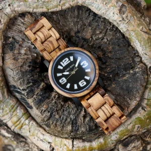 Antique Fashion Quartz Wood Watch High Quality Environmentally Friendly Unique Art Design 43mm Dial 22mm Classic Style