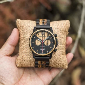 Antique Fashion Wooden Watch Sapphire Crystal 44mm Dial Waterproof Chronograph Pointer Stainless Steel Men’s Quartz Watch