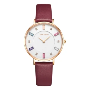 Antique Fashionable Women’s Analog Quartz Watch Genuine Leather Strap Alloy Case Mineral Glass