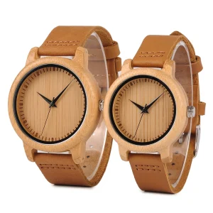 Antique Leather Strap Quartz Movement Business Coin Wooden Case Luxury Couple Watches Lovers Fashion His