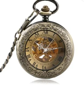 Antique Mechanical Pocket Watch Skeleton Hollow Mechanical Watches for Men Automatic Mechanical Pocket Watch Christmas Gift