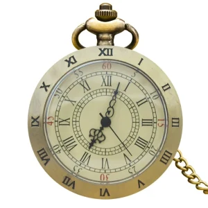 Antique Quartz Vintage Big Face Roman Dial Metal Pocket Watch