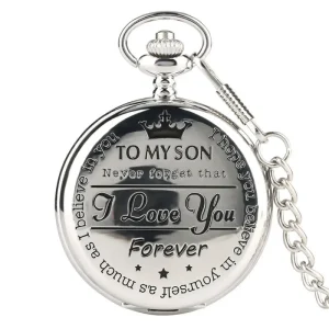 Antique Retro Brass Pocket Watch Hand Engraved Commemorative Design Quartz Retro Available for Sons