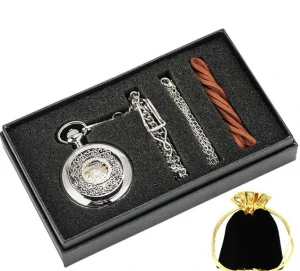 Antique Retro Hollow Flower Roman Mechanical Pocket Watch with Zinc Alloy Case