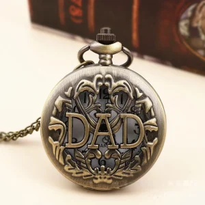 Antique Retro Nostalgic Bronze Silver Gun Black Quartz Stainless Steel Case 45MM Dial Pocket Watch Father’s Day Gift Necklace