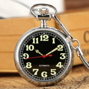 Antique Retro Pocket Watch for Men Gold Clock with Luminous Arabic Numerals Display Quartz Movement Pendant