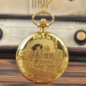 Antique Retro Quartz Hollow Flip Watch Vintage Train Truck Chain Pendant Silver Gold Bronze Pocket Watches Retro
