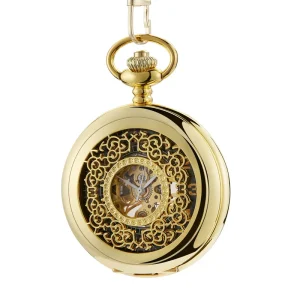 Antique Retro Roman Hollow Stainless Steel Mechanical Pocket Watch