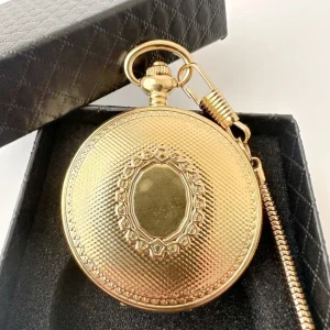 Antique Skeleton Brass Mechanical Movement Roman Automatic Pocket Watch with Dial