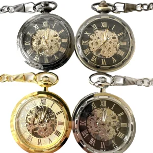 Antique Skeleton Hollow Mechanical Hand Winding Wheel Mechanical Pocket Watches