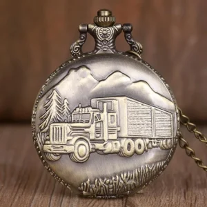 Antique Skeleton Pocket Watches Men Women Fashion Quartz Clock Bronze Train Design Alloy Pocket Watch With Chain Necklace
