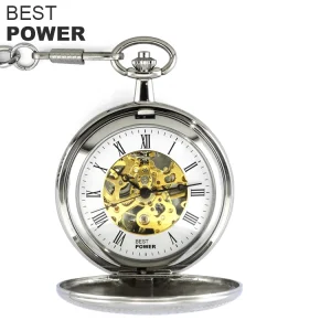 Antique Stainless Steel Custom Mechanical Pocket Watch