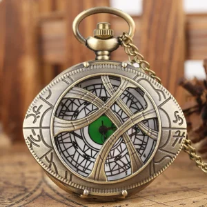 Antique Style Eye Shaped Steampunk Pocket Watch for Collectible Vintage Necklace Locket Watch with Chain for Fans Gifts