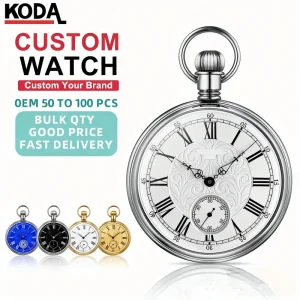 Antique Style Long Chain Real 925 Silver Skeleton Mechanical Pocket Watch