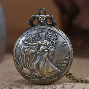 Antique Style Quartz Movement Stainless Steel Case 45mm Dial Metal Strap Non Waterproof Pocket Watch 1 oz Gift