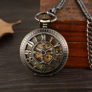 Antique Vintage Alloy Pocket Watches with Arabic Numeral Dial and Round Case Men’s Gift Mechanical Movement