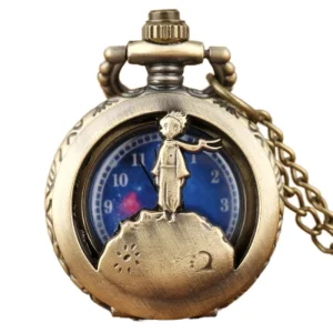 Antique Vintage Mini Pocket Watch Necklace Mini Size Hollow Metal Clock Locket Quartz Movement