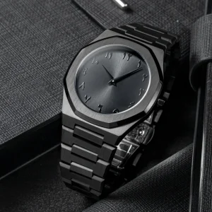 Arabic Dial Casual Ultra Thin Black Fashion Wrist Stainless Steel Luxury Men’s Quartz Watch