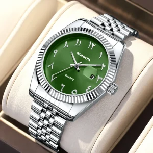 Arabic Numbers Designer Watch for Men Waterproof Stainless Steel Date Analog Quartz Fashion Luminous Watch
