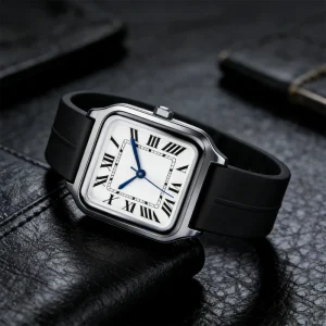 Arabic Numeral Quartz Watch Stainless Steel Alloy Rectangle Watch Waterproof 30mm Pointer Fashion Sports Men’s Business Watch