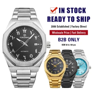 Arabic Numerals Design Fashionable Automatic Mechanical Men’s Watch Light Blue 41mm