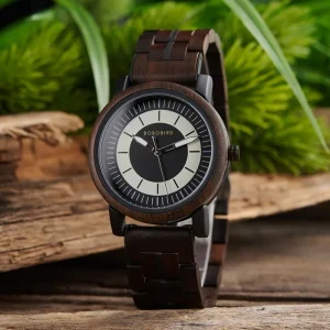 Art Design Unique High Quality Environmentally Friendly Classic Quartz Wood Watch 43mm Antique Fashion Business