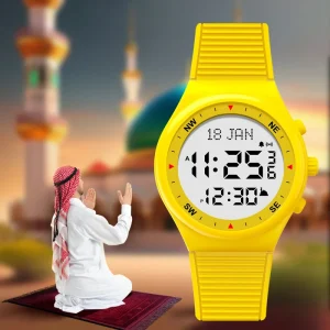 Athan Digital Islamic Men’s Watch Alfajr AZAN Watch Qibla Timer Compass Direction Prayer Time