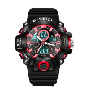 Authentic Men’s Multi-Functional Sports Electronic Watch Dual Waterproof with Plastic Band