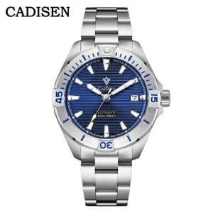 Automatic Business Watch for Men Stainless Steel Band with Luminous Pointers Diver Feature Crown Positioned