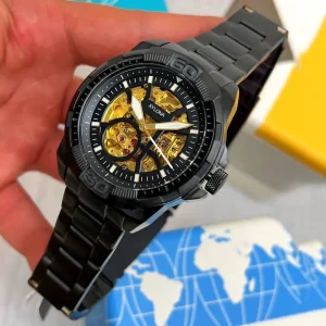 Automatic Man Wrist Watch Hollow Out Dial Bar Timing Simulation Shows That Automatic Chain Machine Core