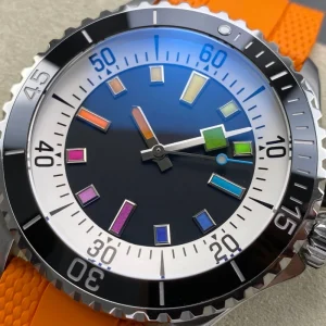 Automatic Mechanical Diving Watch Water Resistant Strong Luminous Dial Unidirectional Bezel Stainless Steel Case Rubber Strap