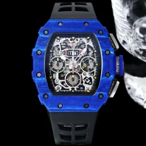 Automatic Mechanical Men Wristwatch Blue Dial Skeleton Waterproof Sports High Quality Wrist Watch