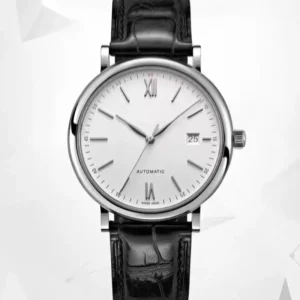 Automatic Mechanical Men’s Watch Stainless Steel Genuine Leather Strap Pointer Water Resistant 50m High end Fashion
