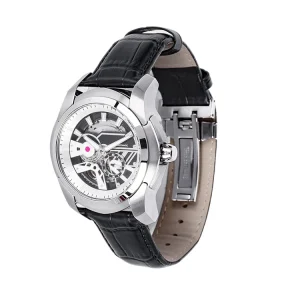 Automatic Mechanical Sport Watch for Man Black Band Stainless Steel Case Business Watch